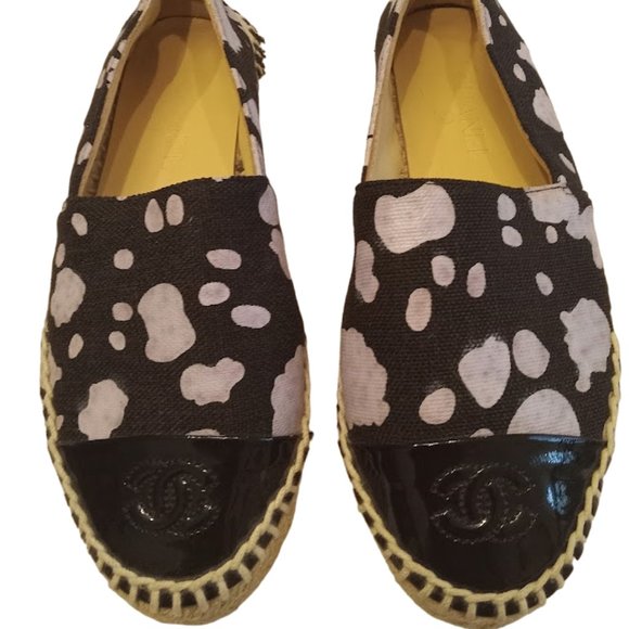 EUC | Chanel CC Patent Leather Cap-Toe Slip-on Espadrilles Loafers | Size: EU 37 - Picture 3 of 16